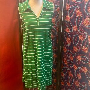Green and White Striped Sleeveless Polo Dress. Such a gorgeous color green.